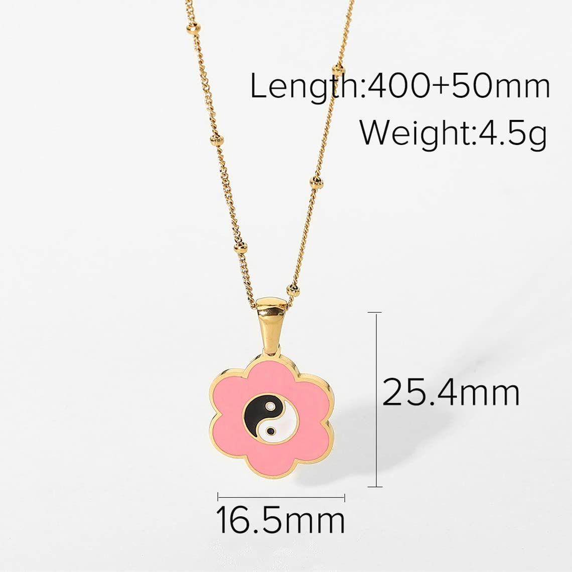 El Regalo 2 PCs Yin Yang Pendant Necklaces- Enamel Yin Yang Heart Flower Colorful Necklaces for Best Friends/Couple/Besties (Set-2)