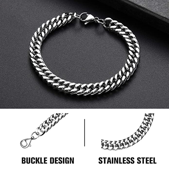 El Regalo 1 PC Stainless Steel Cuban Chain Bracelets Rakhi for Brother 1 PC Chain Bracelet Rakhi with shagun, Rakhi Message Card in Rakhi Gift Box for Bhai/Bhaiya/Bhatija (Option-3)