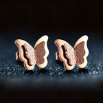 El Regalo Stainless Steel Small Butterfly NO RUST Earrings- Butterfly Matt Finish Rose Gold Plated Stainless Steel Cute Stud Earrings for Women/Girls