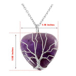 El Regalo Tree of Life Wire Wrapped Heart Shape Natural Quartz Stones Healing Crystal Chakra Pendant Necklace - Perfect Valentines Day Gift for Girls & Women (Amethyst)