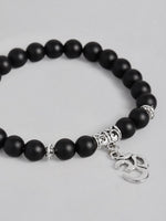 El Regalo OM Charm Healing Yoga 8mm Beads Stretchable Bracelets for Men/Women | OM Yoga Spiritual Jewelry (Black)