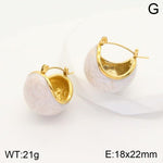 El Regalo Chunky 18K Gold Plated Enamel Hoop Earrings for Women & Girls | Elegant Bold Teardrop Huggie Hoops | Fancy Western Statement Jewellery | Glossy Curved Design for Casual Wear, Office & Party (Vanilla White)