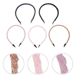 El Regalo 2PCs Braided Crystal Beads Hair Bands for Kids/Girls/Teens/Women | Party Bridal Headpieces | Crystal Headband Fine Glitter Crystal Hairband Headband (Pink & Blue)