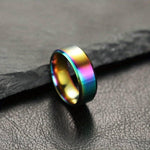 El Regalo Solid Stainless Steel 6mm Plain Classic Band Ring Comfort-Fit for Men Women- Anti Tarnish/Waterproof Plain Dome Stacking Simple Rings Bands Thumb Finger Ring (Rainbow Holographic, 19)