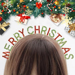 El Regalo Christmas Headbands for Women & Girls | Red & Green Rhinestone "MERRY CHRISTMAS" Letter Tiara | Festive Metal Hairband Crown for Xmas Parties, Photoshoots, Holiday Celebrations & Gifts