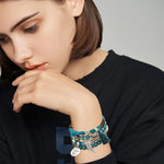 El Regalo 4Pcs/Set Vintage Bohemia Style Wing Beads Tassel Unisex Bracelet - Stackable Multi-layer Modern Charm Bracelets with Wings and I Love You Charms Bracelets (Blue)