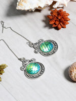 El Regalo 1 Pair Gradient 3D Mermaid Shell Threader Earrings for Girls & Women- Vintage Threader Earrings