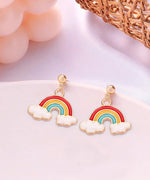 El Regalo 1 Pair Rainbow Earrings- Cute Enameled Colorful Rainbow Hypoallergenic Earrings for Girls & Women (option-2)