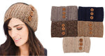 El Regalo Knitted Headwrap Headband Ear Warmer Hair Muffs Band | Winter Designer Unisex Headbands (Cream Button Style)