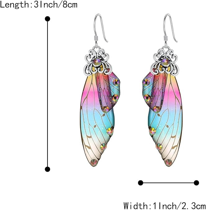 El Regalo Gorgeous Butterfly Wings Earrings - Handcrafted Colorful Austrian Crystal Hook Earrings for Women & Girls | Fantasy Fairy Dangle Earrings | Elegant Jewelry (Multi with Silver Finish)