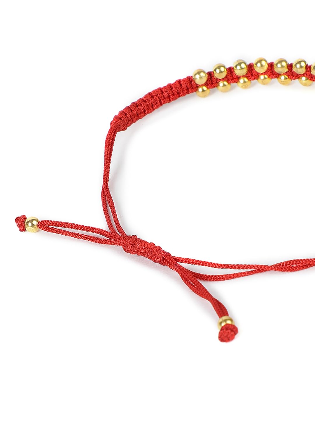 El Regalo Simple, Minimalist Beaded Bracelet Rakhi for Brother/Bhai with Roli-Chawal For Men, Rakhi Message Card in Rakhi Gift Box (Golden Red)