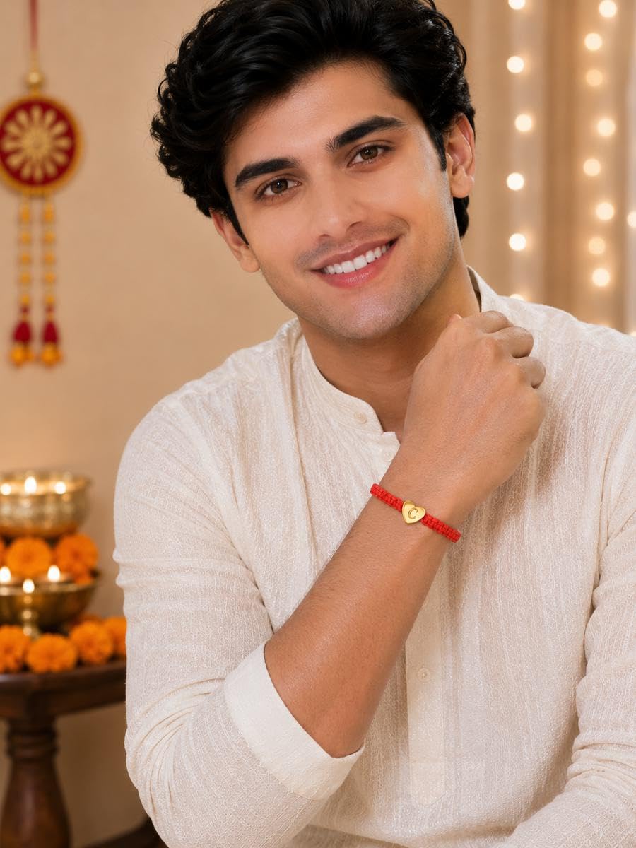 El Regalo Red Ethnic Rakhi Dori Kids Rakhi - C letter