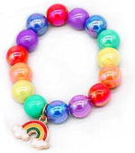 El Regalo 2PCs Girls Kids Rainbow Beads Charms Bracelets Set- Heart, Unicorn, Mermaid, Rainbow, Star charms for Baby Toddler Girls Kids (Rainbow & Unicorn)
