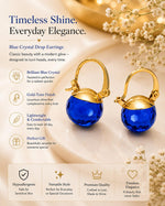 El Regalo Elegant & Graceful Aquamarine Austrian Crystal Earrings for Girls & Women- Sparkly Austrian Crystal Disco Ball Earrings (Indigo Blue)