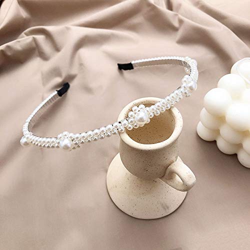 El Regalo 2 PCs Pearl Beads Decoration Plastic Hair Band for Kids, Girls and Women (Pattern 1)