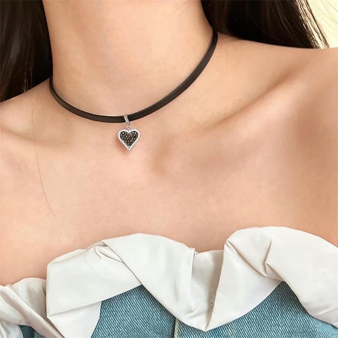 El Regalo Elegant Pendant Choker Necklace for Girls & Women- Stylish CZ Heart, Pearl, Cat, Bee & Flower Pendant Necklace (CZ Heart)