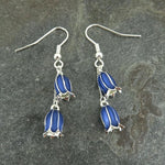 El Regalo Blue Enamel Tulip Flower Earrings for Women & Girls - Cute and Fancy Hyacinth Dangle & Double-Drop Hook Earrings (Double Flower)