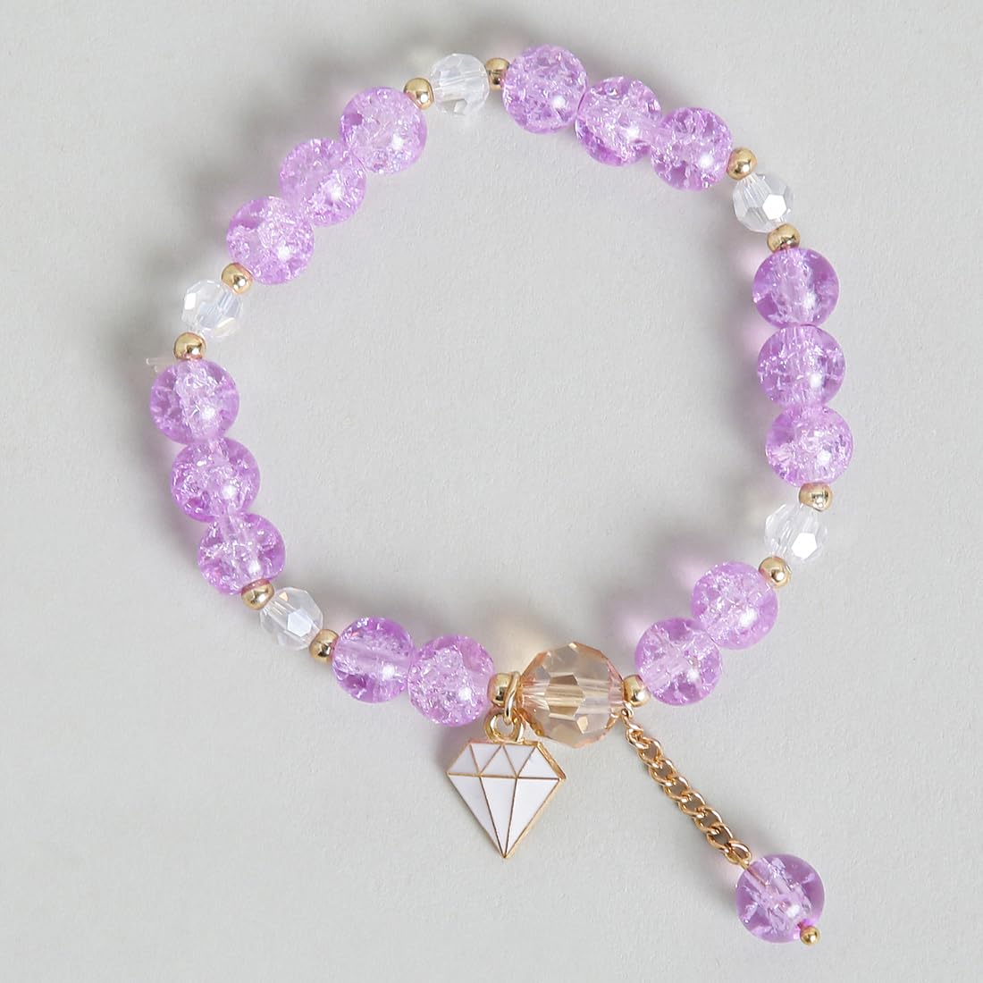 El Regalo 3PCs Opal Stone, Crystal Beads Tassel Bracelet With Cute Enamel Charms Star, Shell, Rainbow, Flowers, Swan, Pearls etc. for Kids/Girls/Teens/Women (Option-4)