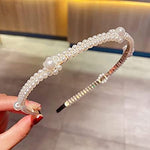 El Regalo 2 PCs Pearl Beads Hair Band Headband for Kids, Girls and women | Bridal Fancy Wedding Party Pearls Hairbands (Option- 3)