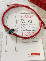 El Regalo Evil Eye Hamsa Hand Rakhi with shagun, Rakhi Message Card in a Rakhi Box for Brother- Enameled Hamsa Hand Rakhi for Brother/Bhai/Bhabhi/Bhaiya/Bhatija/Nephew