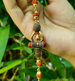 El Regalo OM Rudraksha Mahakal Metallic Golden Brass Bracelet Rakhi for Brother Rudraksha Rakhi with shagun, Rakhi Message Card in Rakhi Gift Box Rakhi for Bhai