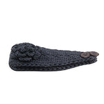 El Regalo's 1PC Winter Crochet Knitted Headwrap Headband with 3D flower & Button for Girls & Women- Ear Warmer Hair Muffs Band | Winter Designer Headbands for Teens & Women (Black)