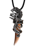 El Regalo Unisex Wolf Tooth Pendant Necklaces | Stainless Steel Wolf Crystal Pendant Adjustable Black Cord Unisex Necklace for Women & Men (Brown)