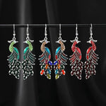 El Regalo Vintage Ethnic Peacock Earrings for Women- Elegant Oil Drop Rhinestone Dangle Earring Party Jewelry (Blue)