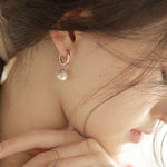 El Regalo Stainless Steel Pearl Hoop Earrings- Anti-Tarnish Small Pearl Drop Huggie Hoop Bali Earrings for Girls & Women (Golden)
