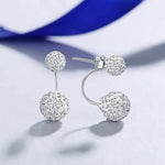 El Regalo CZ Double Disco Balls Front Back 2-in-1 Stud Earrings for Girls & Women - Shambhala Rhinestone Ball Jacket Earrings - Sparkling Cubic Zirconia Studs with Elegant Dual-Wear Design
