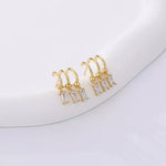 El Regalo Women's & Girl's Western Triple Ear Crawler Earrings- Triple Dangling Baguette Stone Earring- Exquisite Zircon Multilayer Earrings (Golden White)