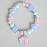 El Regalo 2 PCs Kids Girls Colorful Necklace & Bracelet Jewelry Sets - Kids Candy Color Mermaid Pearl Shells Necklace & Bracelets Sets for Girls Kids & Toddlers (Mermaid Shell Jewelry Set)