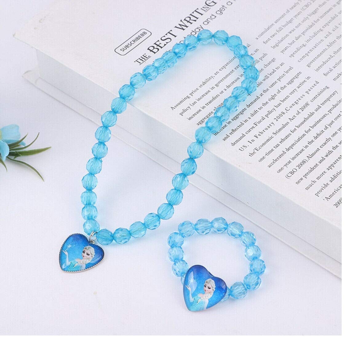 El Regalo Frozn El-sa Princess Necklace & Bracelet Set for Kids | Girls Frozn Jewelry Set