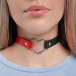 El Regalo Vintage PU Leather Love Heart Choker Necklace for Girls/Women- Western Gothic Punk Collar Choker Necklace (Red & Black)