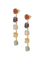 El Regalo Luxury Multi-Colored Natural Raw Stones Rough Edge Earrings - Handcrafted Gold-Finished Studs for Modern Women
