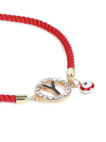 El Regalo Name Initials Evil Eye Bracelet Rakhi for Brother- Name Letter CZ Rakhi with Roli Chawal, Message Card in Rakshabandhan Box for Bhai (Red- Y)