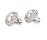 El Regalo Big Pearl Clip On Earrings for Non Pierced Ears- Round Faux Pearl Clip On Fake Non Piercing Earring (CZ Clip On)