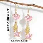 El Regalo Ocean Charm Starfish & Seashell Dangle Earrings for Women & Girls | Gold Plated Beach-Themed Pearl Drop Earrings | Cute & Trendy Jewelry Gift