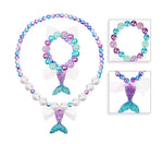 El Regalo Kids Girls Mermaid Princess Necklace & Bracelet Set (Ocean Blue)