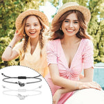 El Regalo 2PCs Butterfly Friendship Bracelets Set for Girls - Adjustable Handmade BFF Strand Bracelets for Best Friends - Symbolic Matching Jewelry for Birthday, Christmas, Graduation, Anniversary (Black & White)