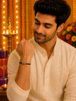 El Regalo Evil Eye CZ Bracelet Rakhi for Brother with Roli Chawal in Gift Box (Option-6)