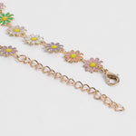 El Regalo 1 Leg Dainty Daisy Charm Chain Anklet- 1 PC Flower Beads Chain Ankle Bracelets For Girls & Women (Multicolored Daisy Anklet)