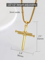 PIYIZ Nail Cross Necklace Stainless Steel Box Chain 22 Inch Cross Pendant Necklaces for Men Women, Silver Black Gold Color, Medium, Stainless Steel, No Gemstone