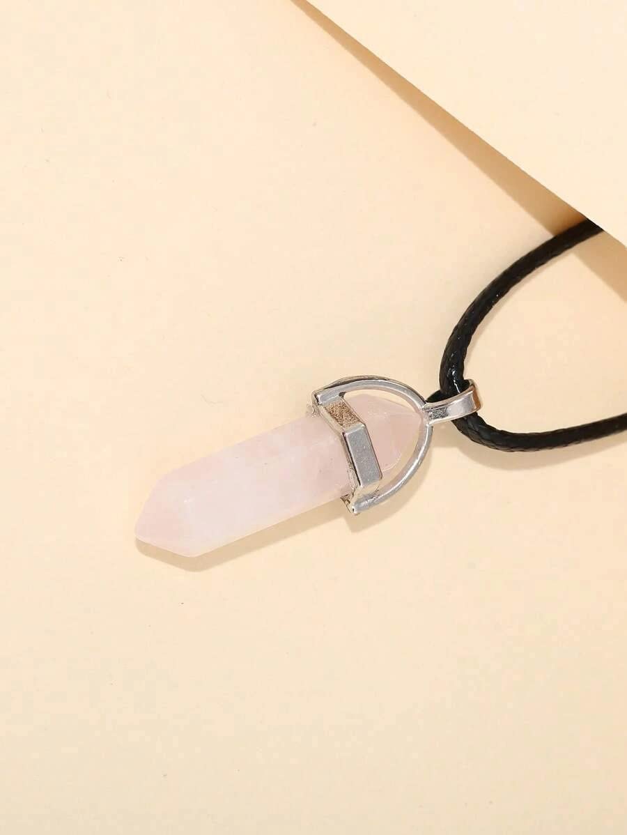 El Regalo 1 PC Hexagonal 6 Faces Healing Crystal Unisex Necklaces for Men/Women/Girls/Boys- Healing Stone Pendant Jewelry (Rose Quartz)