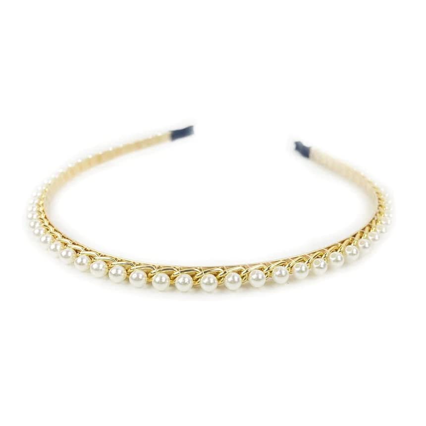 El Regalo 2 PCs Pearl Beads Hair Band Headband for Kids, Girls and women | Bridal Fancy Wedding Party Pearls Hairbands (Option- 4)