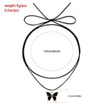 El Regalo Gothic Vintage Layered Black Velvet Butterfly Choker Necklace - Adjustable Boho Butterfly Pendant Necklace for Women & Girls