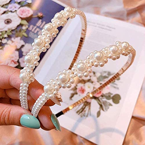El Regalo Pearl Beads Decoration Plastic Hair Band for Kids, Girls and Women (Layered Pearls Hairband)