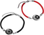 El Regalo 2PCs Sun Moon Couple Bracelets Set - Sun, Moon, Star Pinky Promise Bracelets Combo (Red & Black)