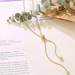 El Regalo Women's Stainless Steel Slider Tie Necklace- Anti-Tarnish/Waterproof Fashion Snake Chain Sliding Beads Necklace (Gold)