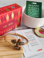 El Regalo Men's Trident Rudraksha Rakhi for Brother - Rudraksha Bracelet Combo with, Message Card in gift Box for Brother/Bhai